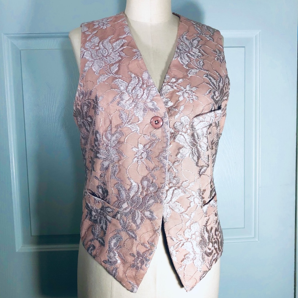 a.b.s California 90s Lace Pockets Buckle Vest Size Large Color Blush Pink